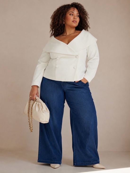 Eloquii Jackets & Blazers - NWT Eloquii White Off-the-Shoulder Double-Breasted Statement Blazer Plus Size 22